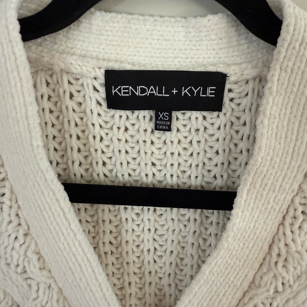 KENDAL + KYLIE Ivory/White Chunky Cardigan Sweater XS - Picture 2 of 5